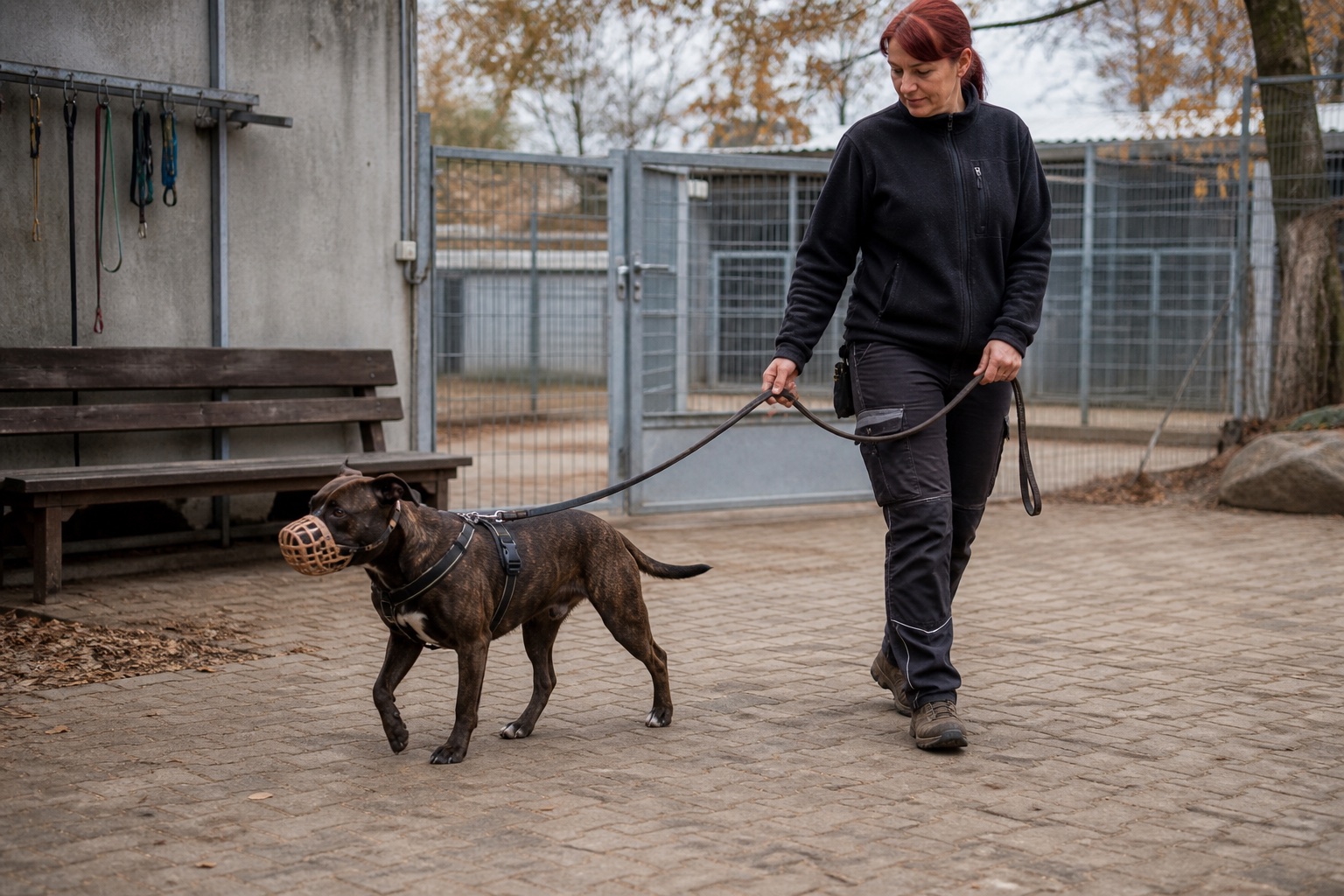 Synthetisches Profilfoto eines Staffordshire-Mischlings im Tierheim