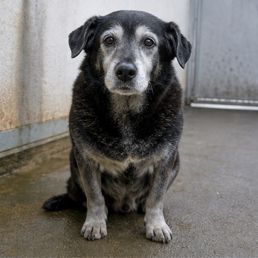 Synthetisches Demo-Profil von Lotte, einem Hund in einer tierheimtypischen Umgebung