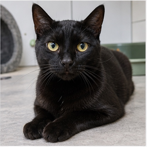 Synthetisches Demo-Profil von Moritz, einer Katze in einer tierheimtypischen Umgebung