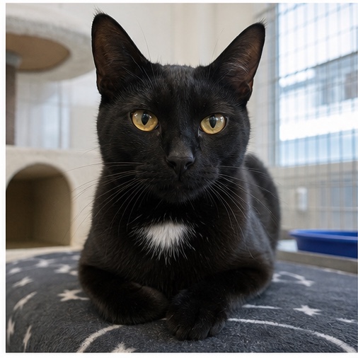 Synthetisches Demo-Profil von Felix, einer Katze in einer tierheimtypischen Umgebung