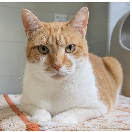 Synthetisches Demo-Profil von Bella, einer Katze in einer tierheimtypischen Umgebung