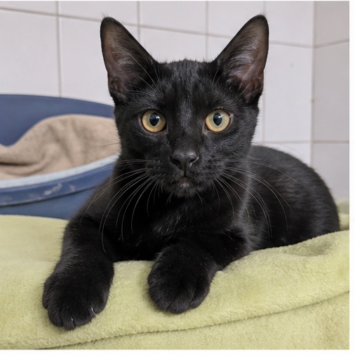 Synthetisches Demo-Profil von Karlchen, einer Katze in einer tierheimtypischen Umgebung