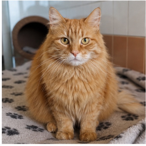 Synthetisches Demo-Profil von Zora, einer Katze in einer tierheimtypischen Umgebung