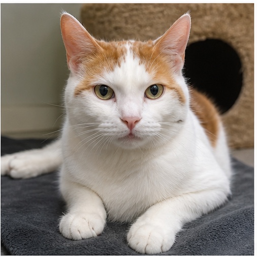 Synthetisches Demo-Profil von Pia, einer Katze in einer tierheimtypischen Umgebung