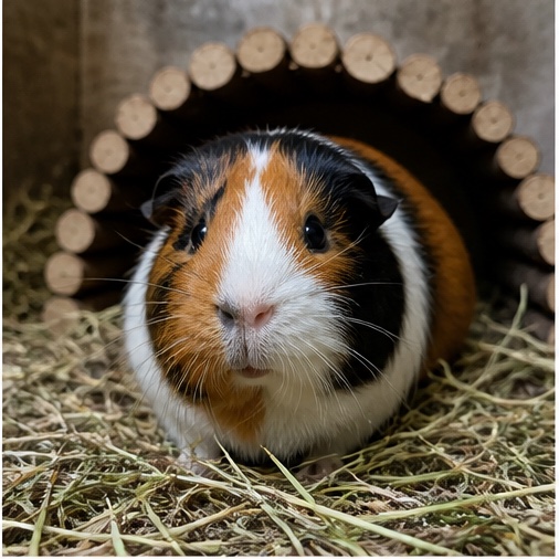 Synthetisches Demo-Profil von Pip, einem kleinen Heimtier in einer tierheimtypischen Umgebung