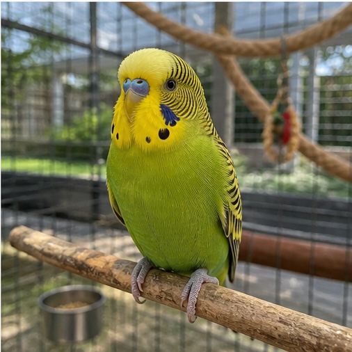Synthetisches Demo-Profil von Kiwi, einem Vogel in einer tierheimtypischen Umgebung